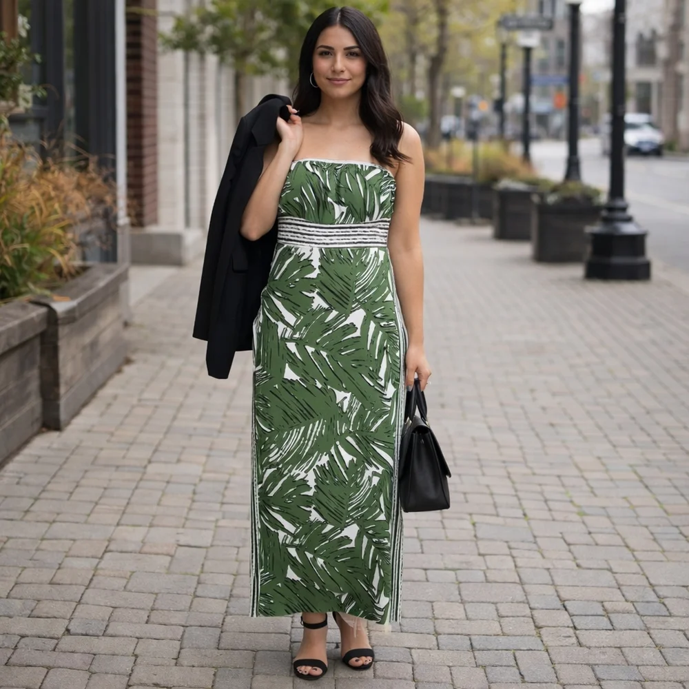 le chateau green dress Bustier Satin Gown